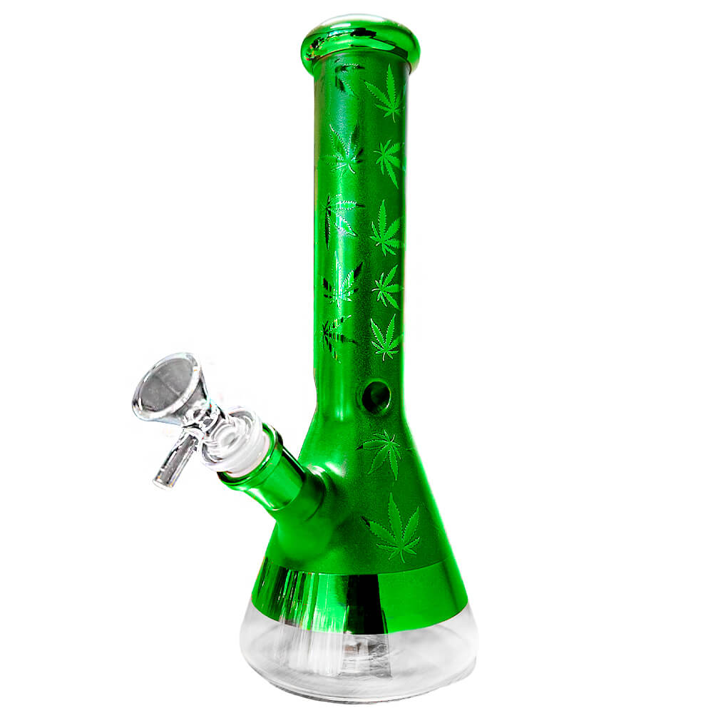 Glass Bong Green Weed Leaves