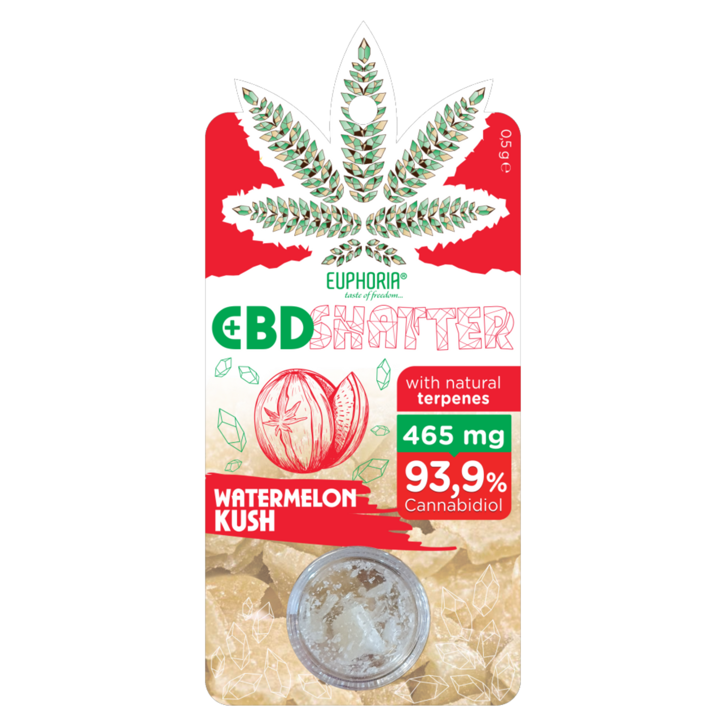 CBD shatter di euphoria con 93,9% di cannabidoli